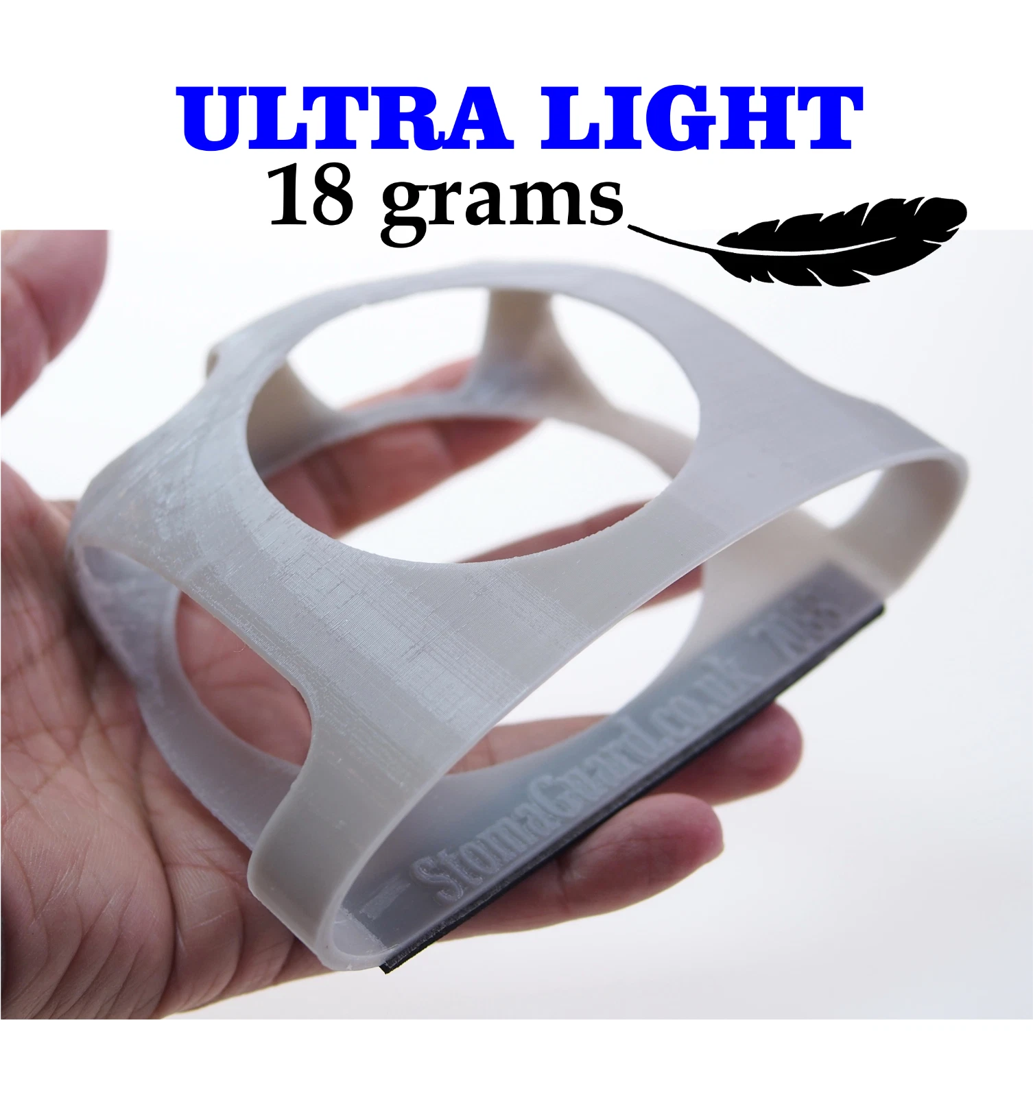 Lightweight 18 gram ostomy shield held in the hand